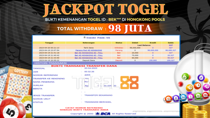 BUKTI JACKPOT TOGEL88 #109