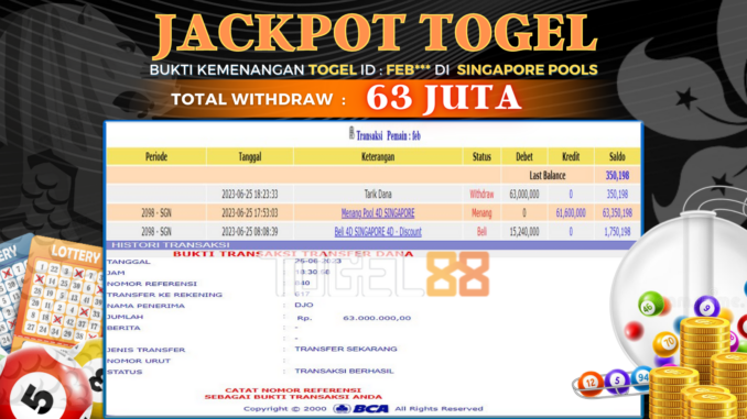 Bukti jackpot Togel88 #269