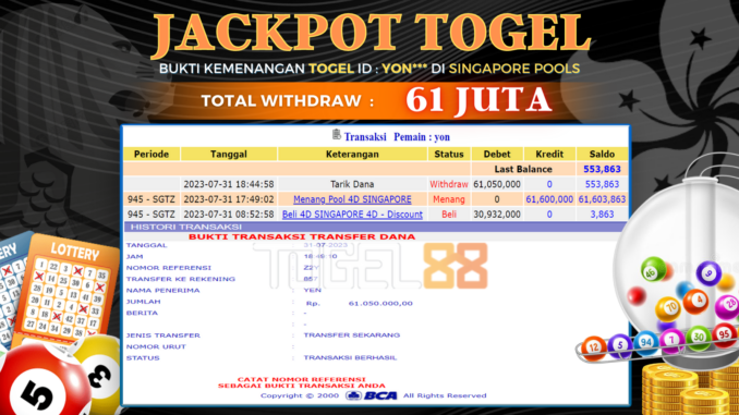 Bukti jackpot Togel88 #353