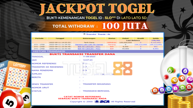 Bukti jackpot Togel88 #424