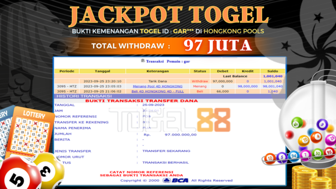 Bukti jackpot Togel88 #470