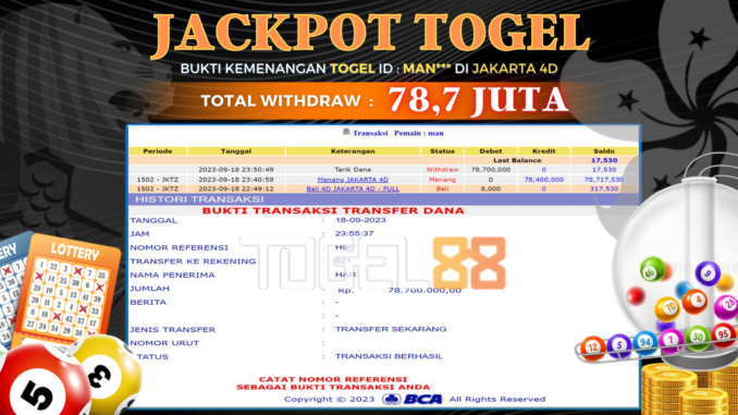 Bukti jackpot Togel88 #447