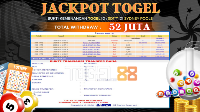 Bukti jackpot Togel88 #486